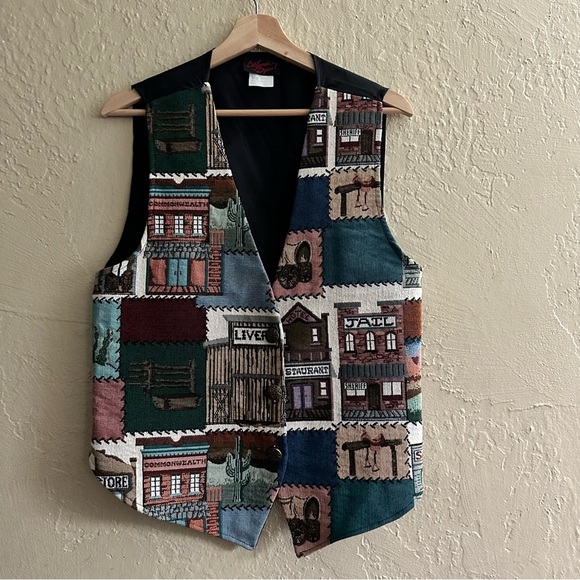 california spic Jackets & Blazers - Southwestern Patchwork Vest in Multi-Color - Vintage